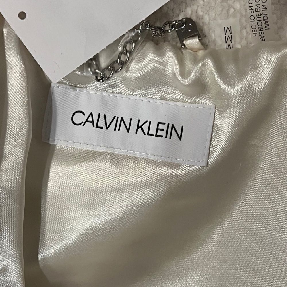 Calvin Klein Womens Belted Shirt Jacket Ivory Missing Belt Medium NWT NWD - Picture 7 of 8
